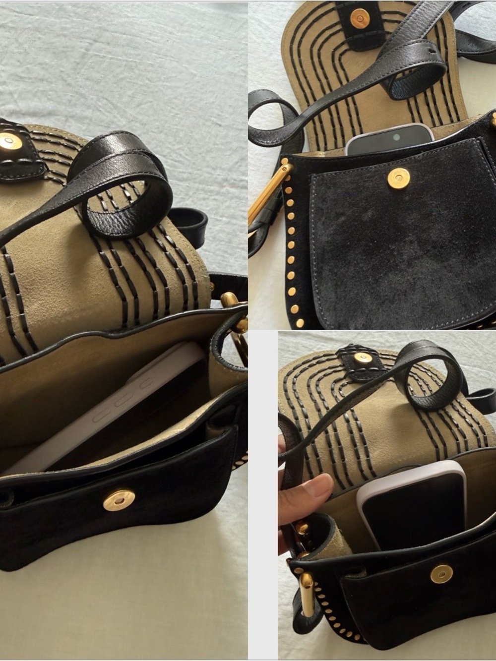 Chloe hudson Crossbody Bag suede with Gold accents black - Picture 14 of 14